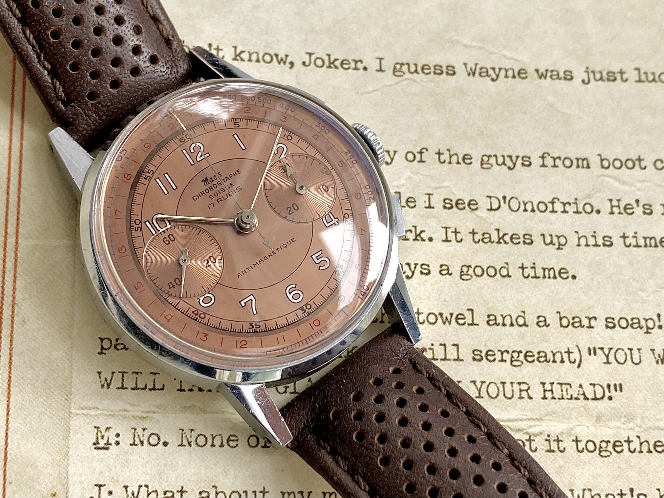 Chronographe Suisse, Mac's Landeron 48 Series 17 Jewel Vintage Chronograph