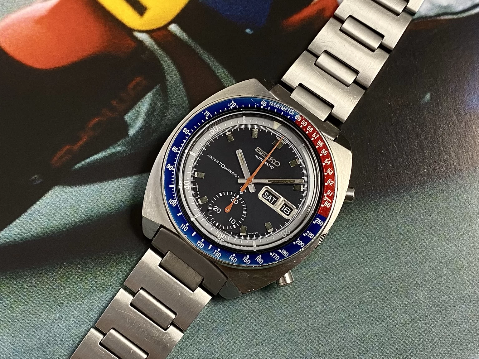 Seiko 6139-6009 "True Cevert" Vintage Automatic Chronograph Resist Dial & Notch Case